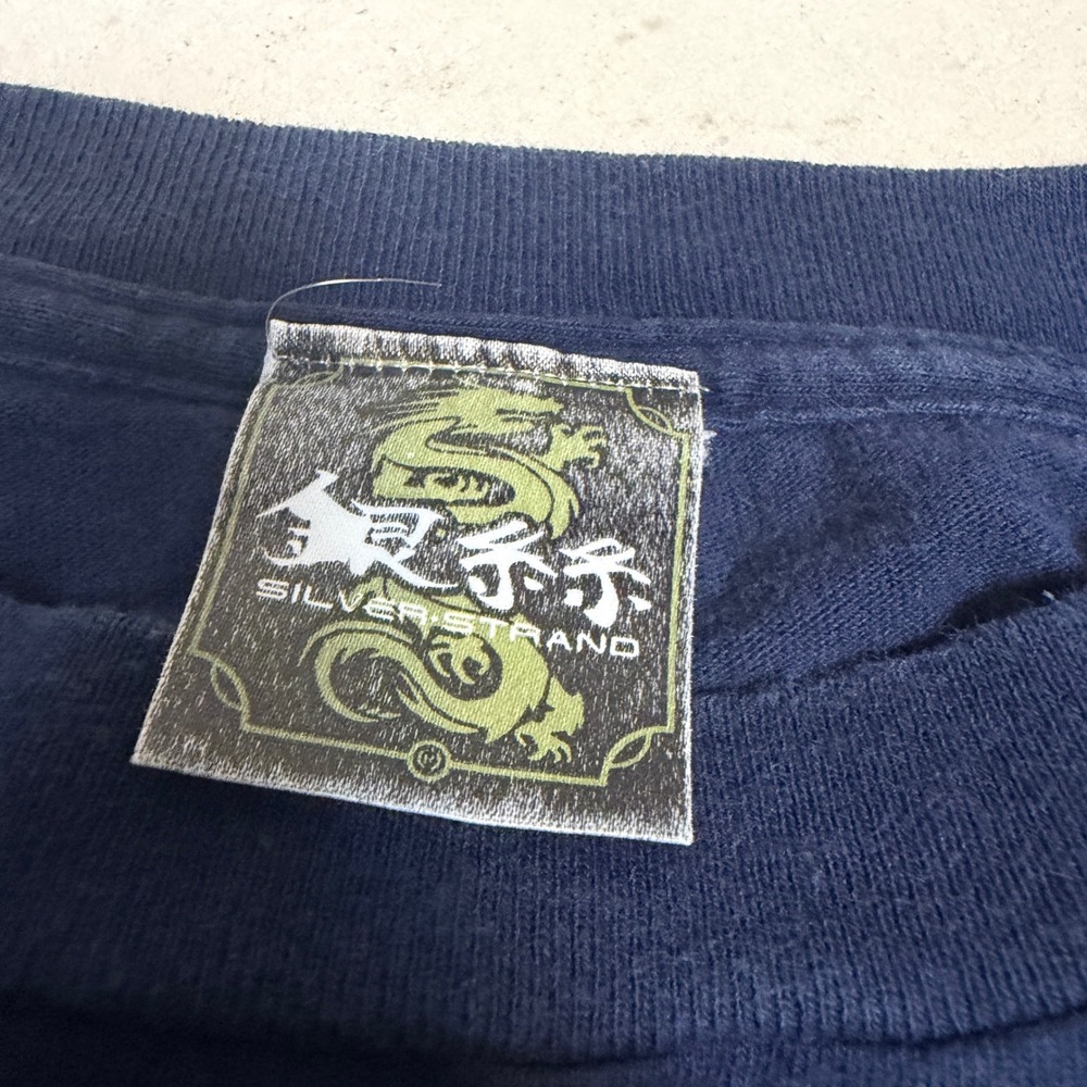Silver Strand Mens Navy Blue Dragon surfwear Graphic T-Shirt Y2K Streetwear XL - Picture 2 of 5